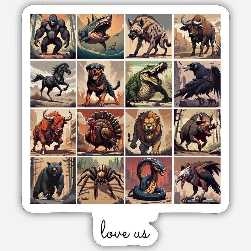 Liebe uns Collage 4 Sticker Größe S (10 x 10 cm)