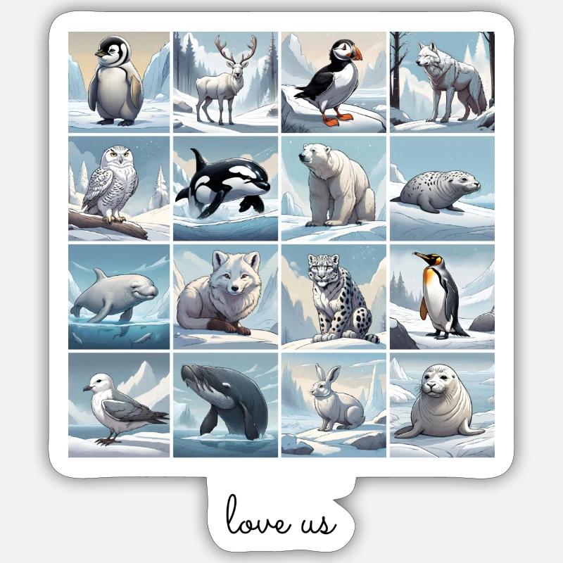 Liebe uns Collage 5 - Sticker Größe S (10 x 10 cm) - Mattweiß