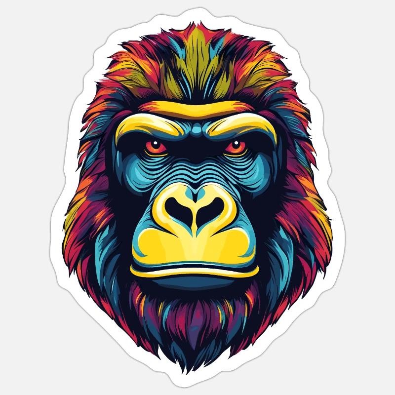 Gorilla - Sticker Größe S (10 x 10 cm) - Mattweiß
