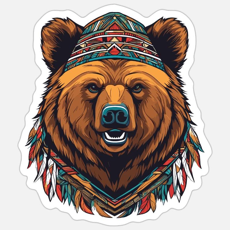 Ours - Sticker taille S (10 x 10 cm) - blanc mat