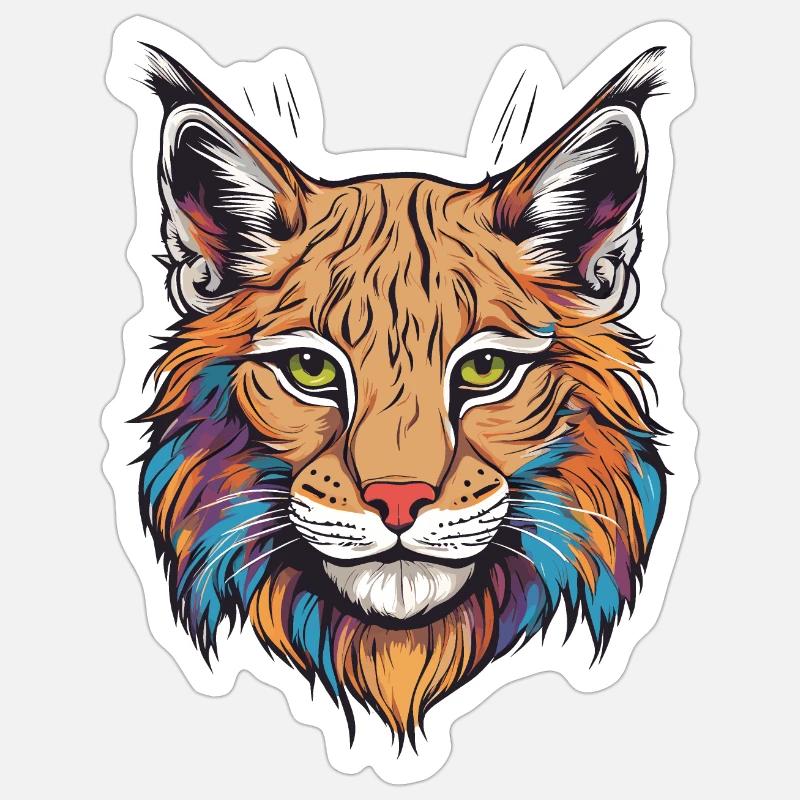Chat lynx - Sticker taille S (10 x 10 cm) - blanc mat