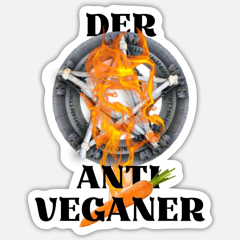 Der Antiveganer - schwarzer Humor Fleischfresser - Sticker Größe S (10 x 10 cm) - Mattweiß
