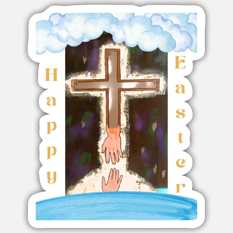 Pâques religieuse - Sticker taille S (10 x 10 cm) - blanc mat