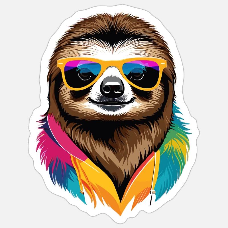 Faultier - Sticker Größe S (10 x 10 cm) - Mattweiß