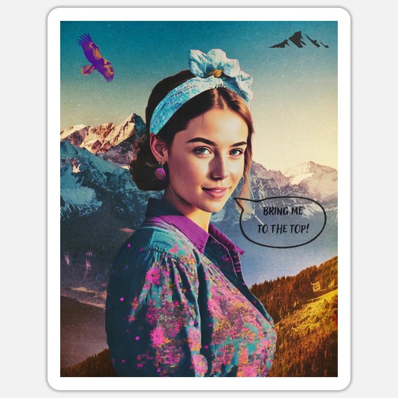Fille de randonnée - Sticker taille S (10 x 10 cm) - blanc mat