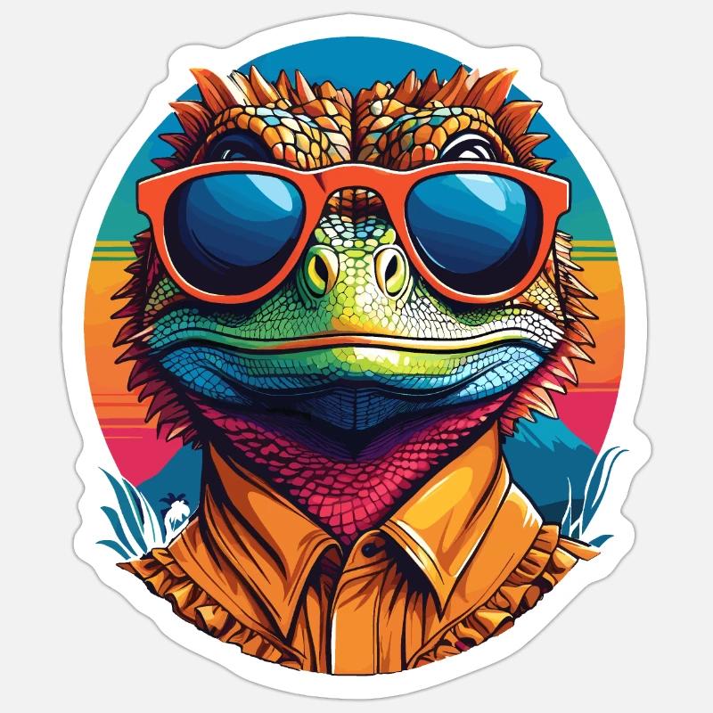 Frilled Neck Lizard - Sticker size S (10 x 10 cm) - white matte