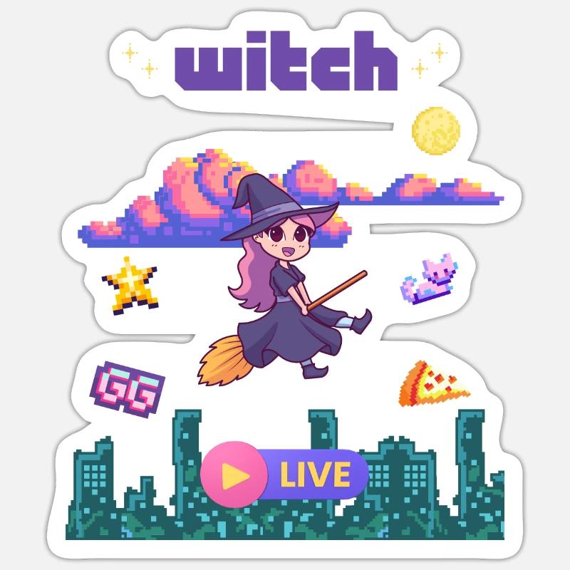 Witch on Air - Sticker size S (10 x 10 cm) - white matte