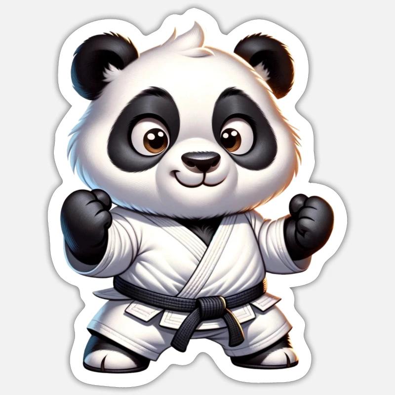 Karate Panda - Sticker Größe S (10 x 10 cm) - Mattweiß