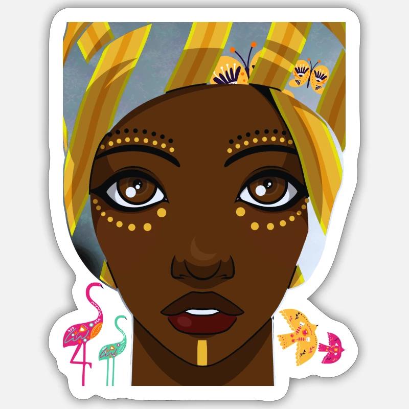 African Beauty - Sticker taille S (10 x 10 cm) - blanc mat
