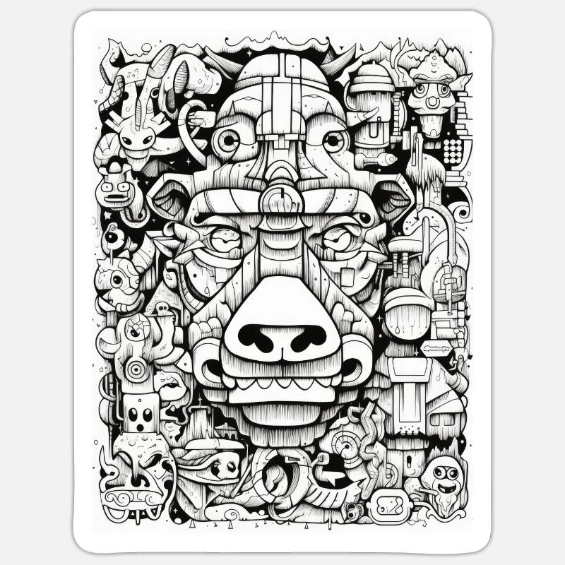 Graffiti Inspirations:Bison b/w - Sticker size S (10 x 10 cm) - white matte