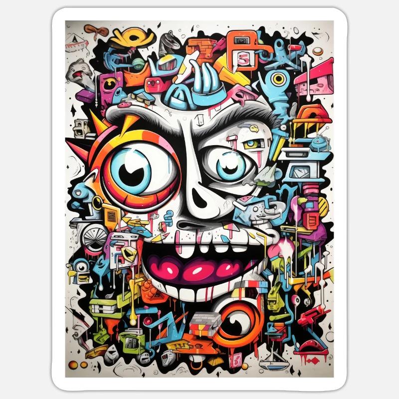 Inspirations graffiti :Gnu - Sticker taille S (10 x 10 cm) - blanc mat