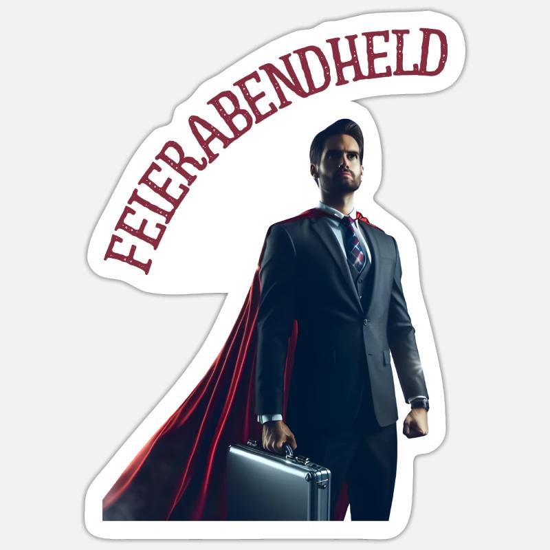 Feierabendheld - Sticker Größe S (10 x 10 cm) - Mattweiß