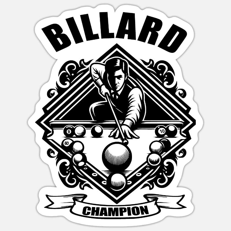BILLARD - Sticker taille S (10 x 10 cm) - blanc mat
