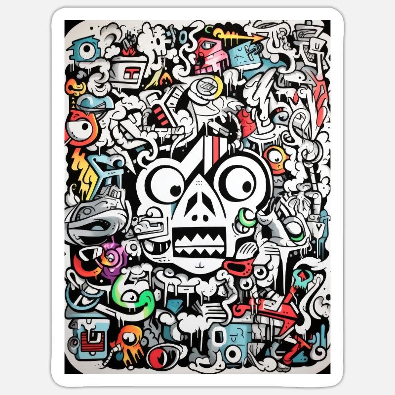 Inspirations Graffiti :Gnu Graffiti Abstrait - Sticker taille S (10 x 10 cm) - blanc mat