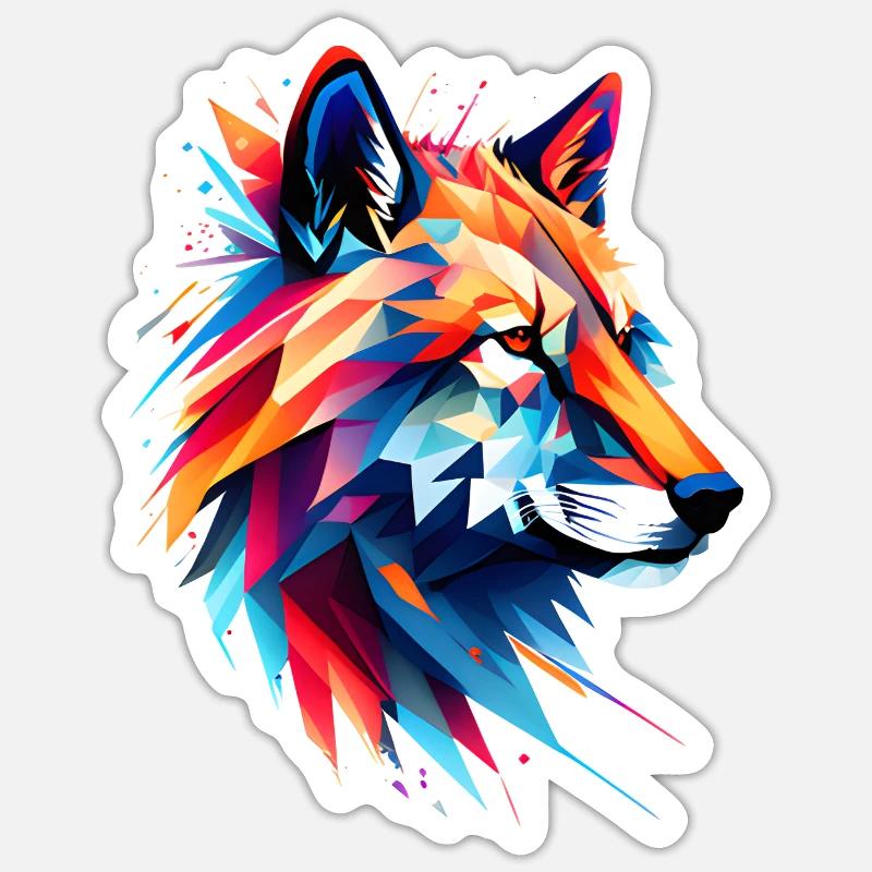 Bunter Wolfsblick Sticker Größe S (10 x 10 cm)