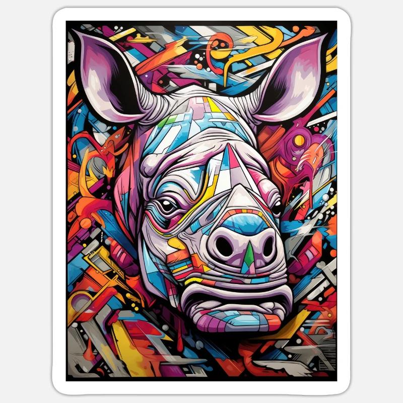 hippo graffiti Sticker Größe S (10 x 10 cm)