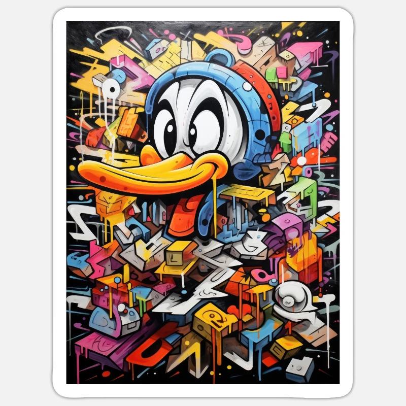 Duck Graffiti - Sticker size S (10 x 10 cm) - white matte