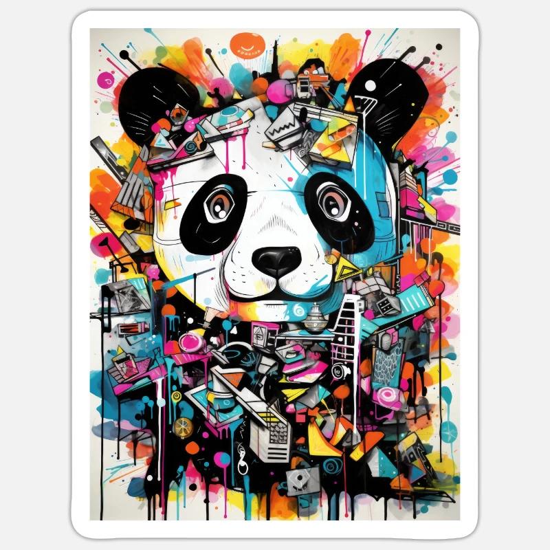 Panda greffiti geometrie - Sticker Größe S (10 x 10 cm) - Mattweiß