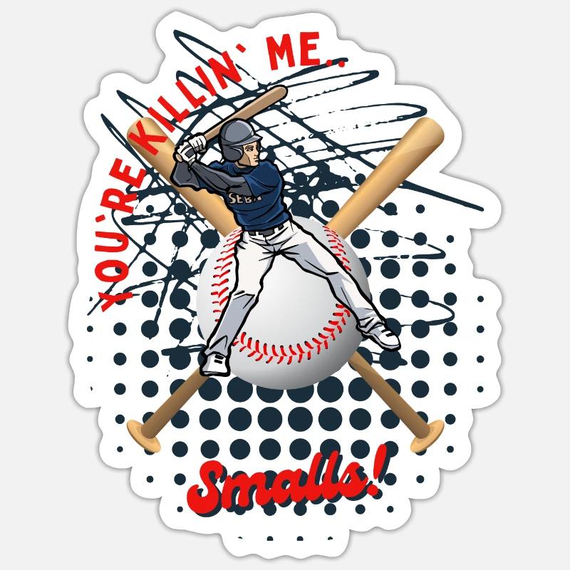 Baseball Batter with Playful Text - Sticker size S (10 x 10 cm) - white matte