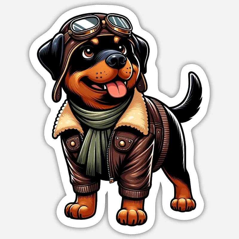 Rottweiler Pilot Design - Sticker size S (10 x 10 cm) - white matte