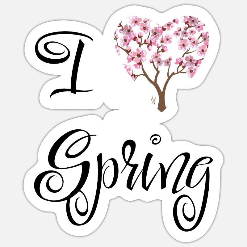 Spring | Spring | Tree | Flowers | Sunshine - Sticker size S (10 x 10 cm) - white matte