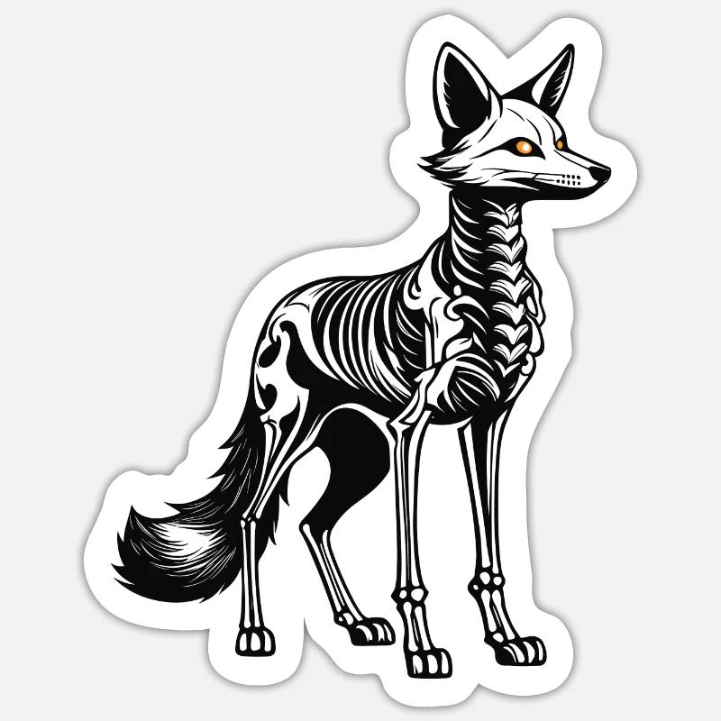 Fox Skeleton Illustration - Sticker size S (10 x 10 cm) - white matte