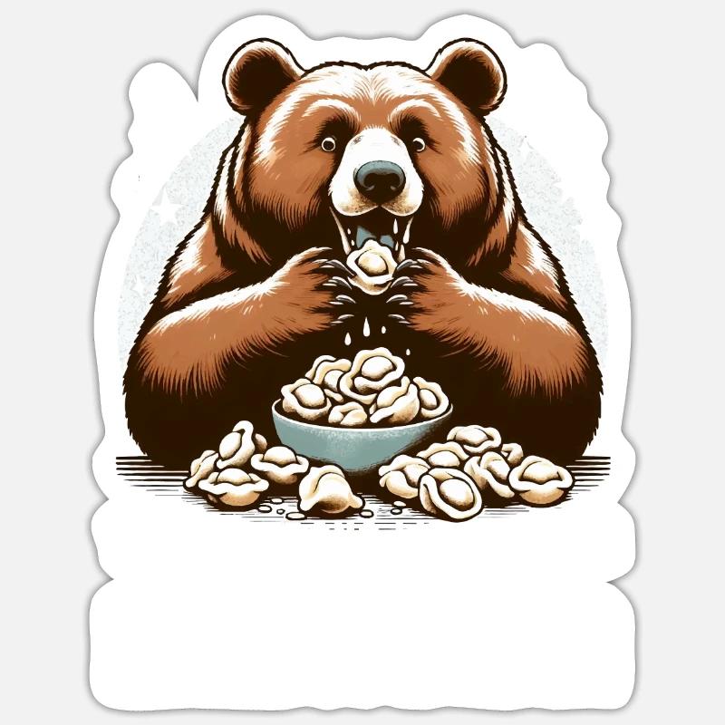 Pelmeni Bear Strong Gift - Sticker size S (10 x 10 cm) - white matte