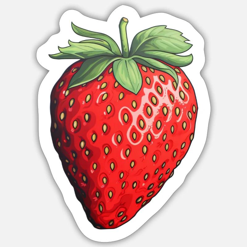 Strawberry single - Sticker size S (10 x 10 cm) - white matte