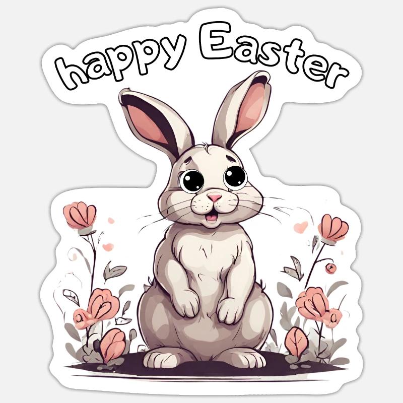 happy easter rabbit Sticker size S (10 x 10 cm)