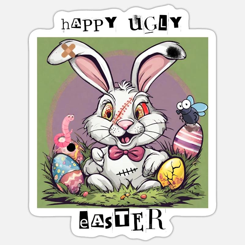 Happy Ugly Easter Sticker size S (10 x 10 cm)