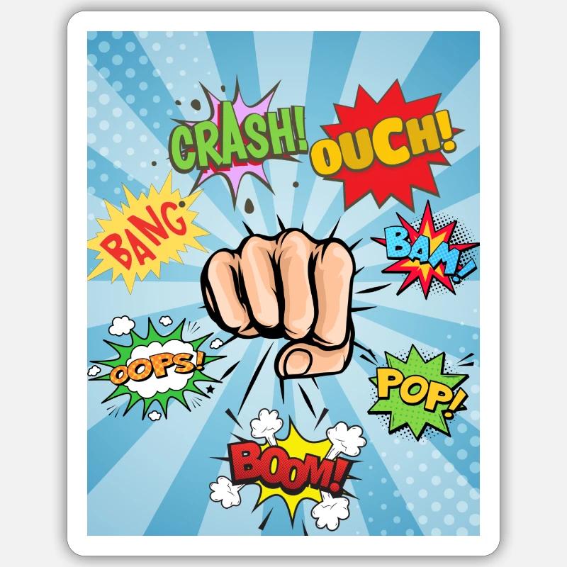 Coup de poing - Sticker taille S (10 x 10 cm) - blanc mat