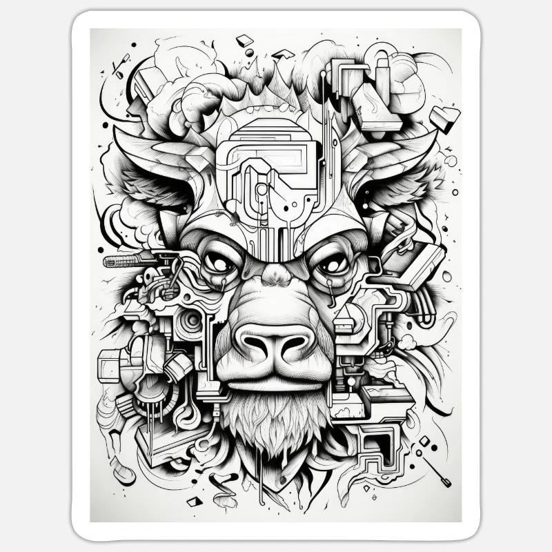 Bison Geometric - Sticker size S (10 x 10 cm) - white matte