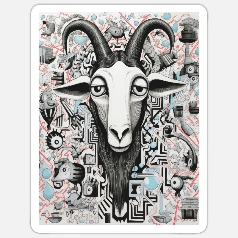 Ziee Graffiti Géométrie Abstrait - Sticker taille S (10 x 10 cm) - blanc mat