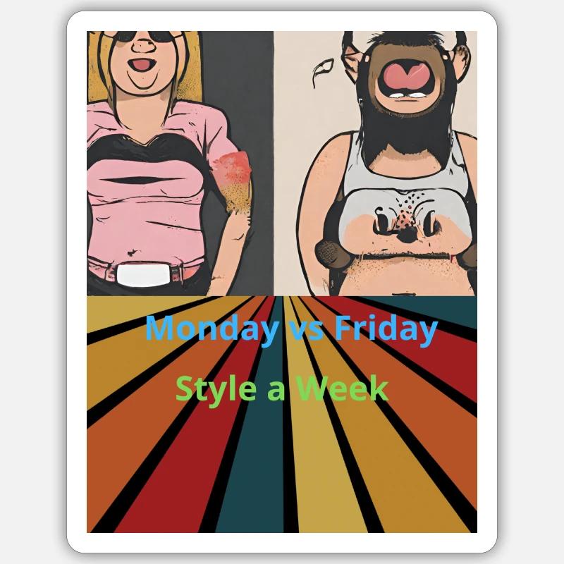 Lundi vs Vendredi - Style a Week Sticker taille S (10 x 10 cm)