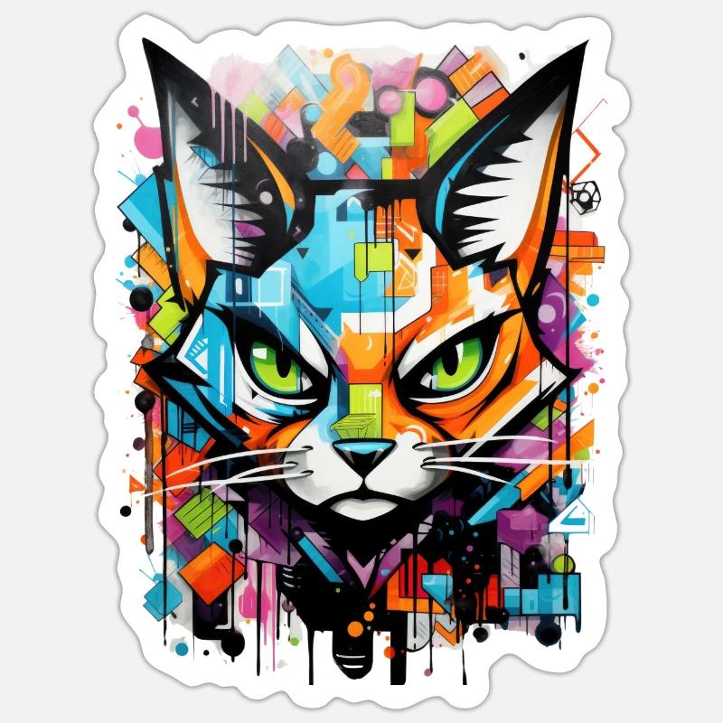 Graffiti de chat Sticker taille S (10 x 10 cm)