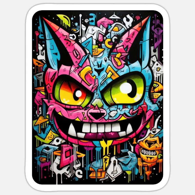 Chat graffiti abstrait Sticker taille S (10 x 10 cm)