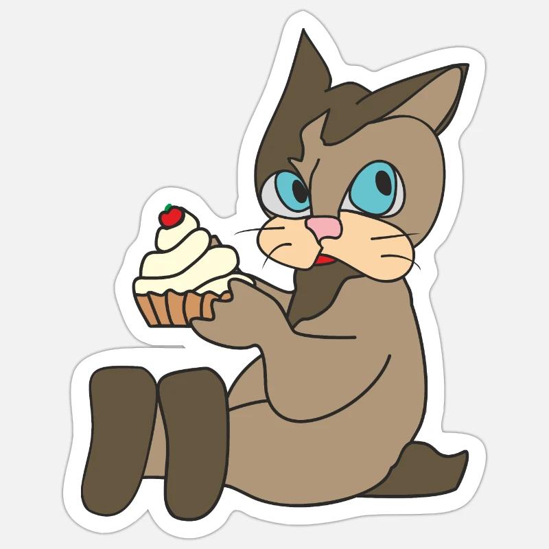 Cat with cupcackes Sticker size S (10 x 10 cm)