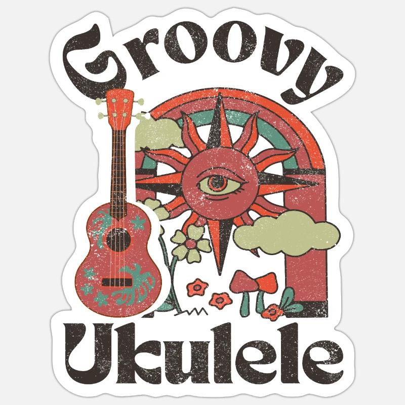 Ukulélé Groovy - Sticker taille S (10 x 10 cm) - blanc mat