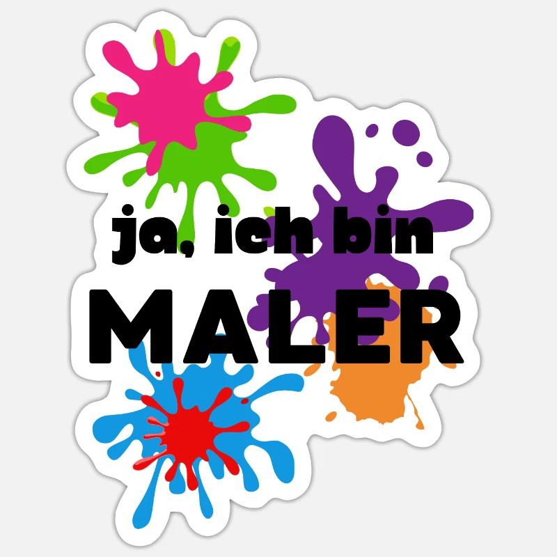 Ja ich bin Maler - Sticker Größe S (10 x 10 cm) - Mattweiß