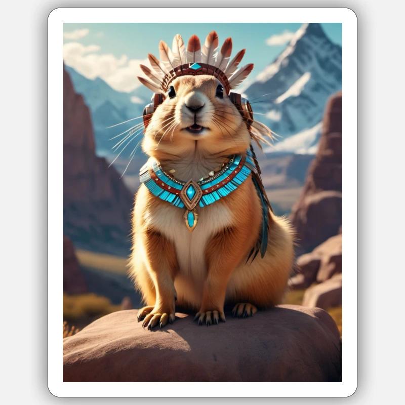 Murmeltier Krieger Sticker Größe S (10 x 10 cm)