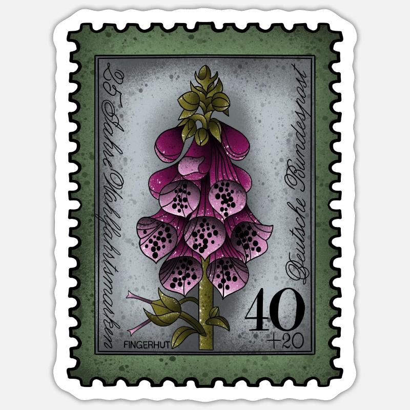 Stamp Foxglove - Sticker size S (10 x 10 cm) - white matte