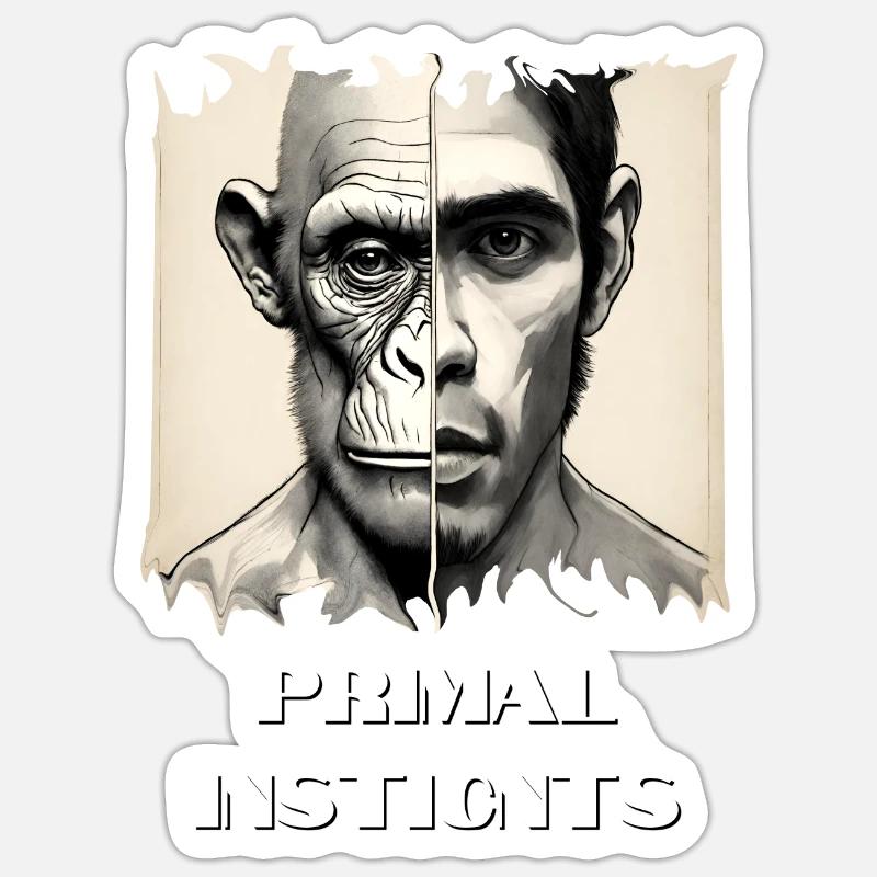 Human primal insticnts half man Sticker size S (10 x 10 cm)