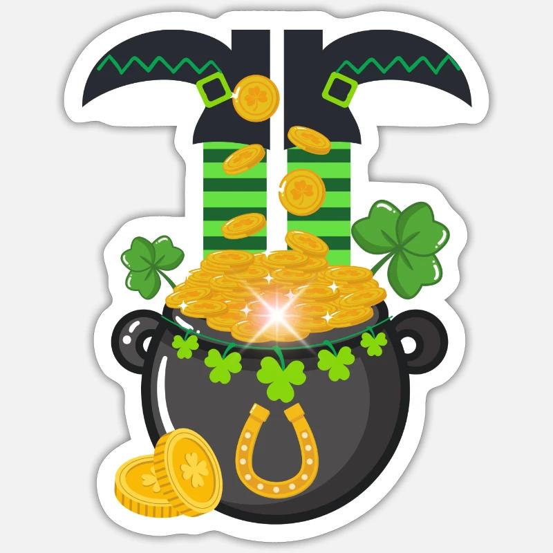 Pot d’or de la Saint-Patrick Sticker taille S (10 x 10 cm)