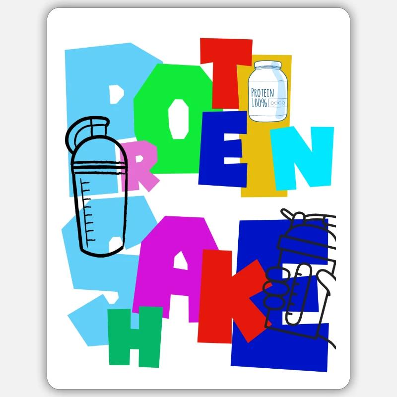 Protein shake. Protein supplement. Beverage. - Sticker size S (10 x 10 cm) - white matte
