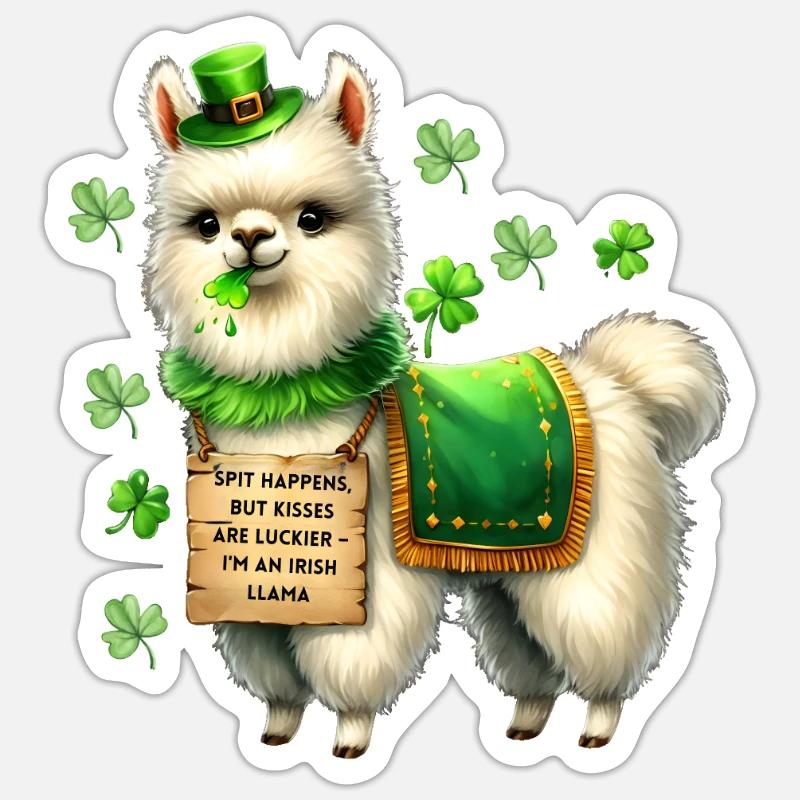 Irisches LLAMA-Glücksbringer Sticker Größe S (10 x 10 cm)