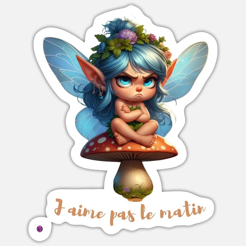 J aime pas le matin - Sticker taille S (10 x 10 cm) - blanc mat