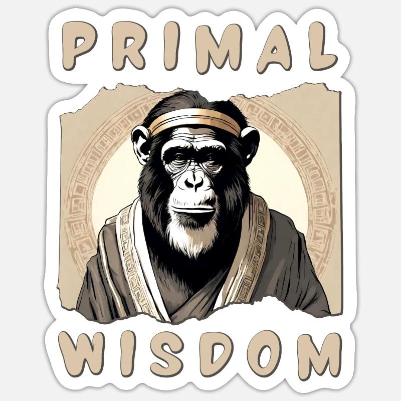 Fun Primal Wisdom Chimp Philosophy Sticker size S (10 x 10 cm)