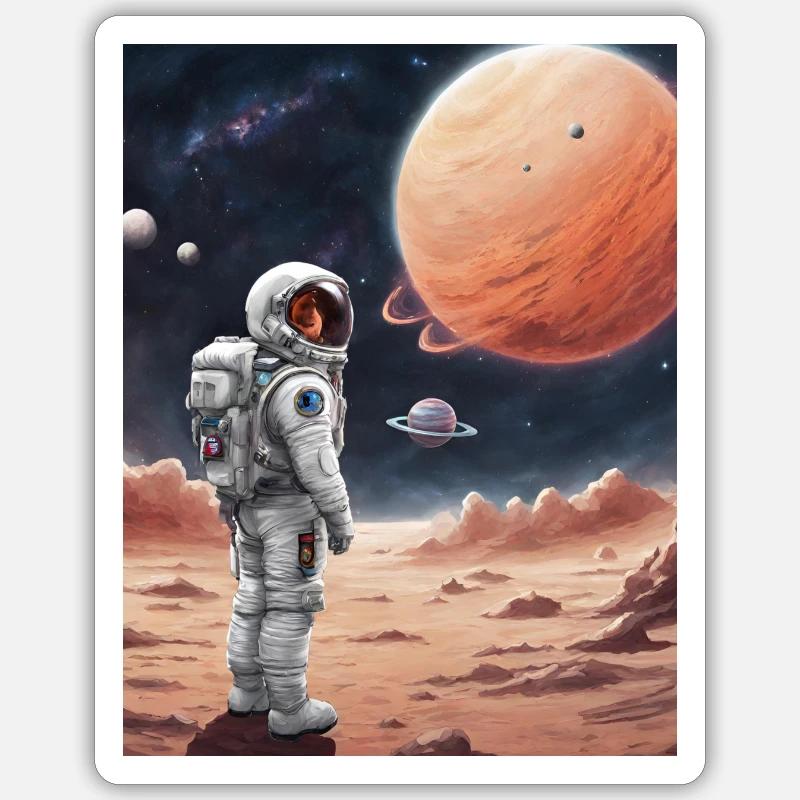 Astronaute de l’espace - Sticker taille S (10 x 10 cm) - blanc mat
