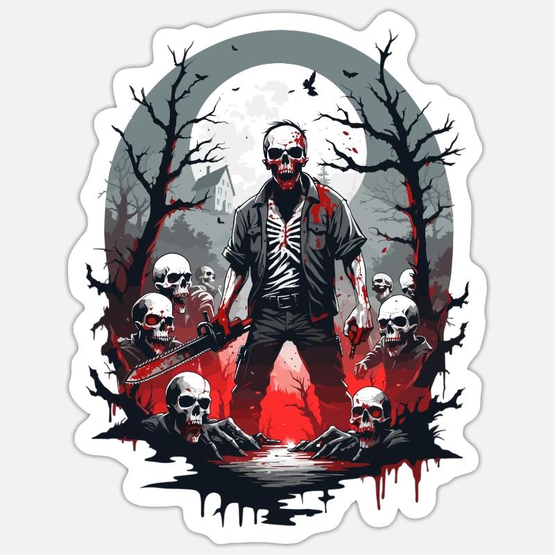 Squelette de zombie - Sticker taille S (10 x 10 cm) - blanc mat