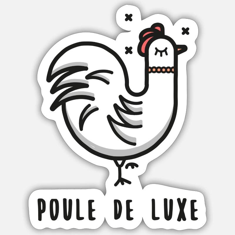 POULE DE LUXE - Sticker taille S (10 x 10 cm) - blanc mat